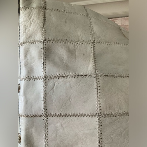 Vintage Y2K 90’S Square Patch Medium Leather White Snap Purse Bag Made in Italy - Picture 9 of 16